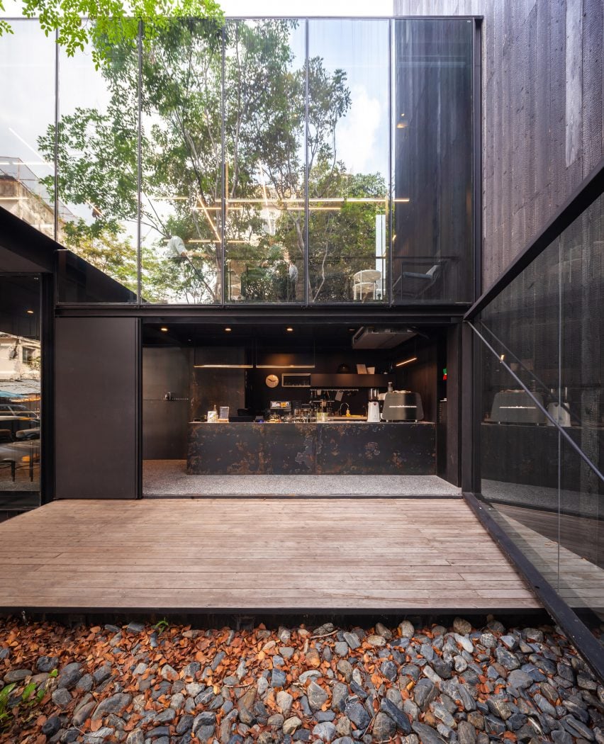 The cafe inside IDIN Architects Office in Bangkok, Thailand