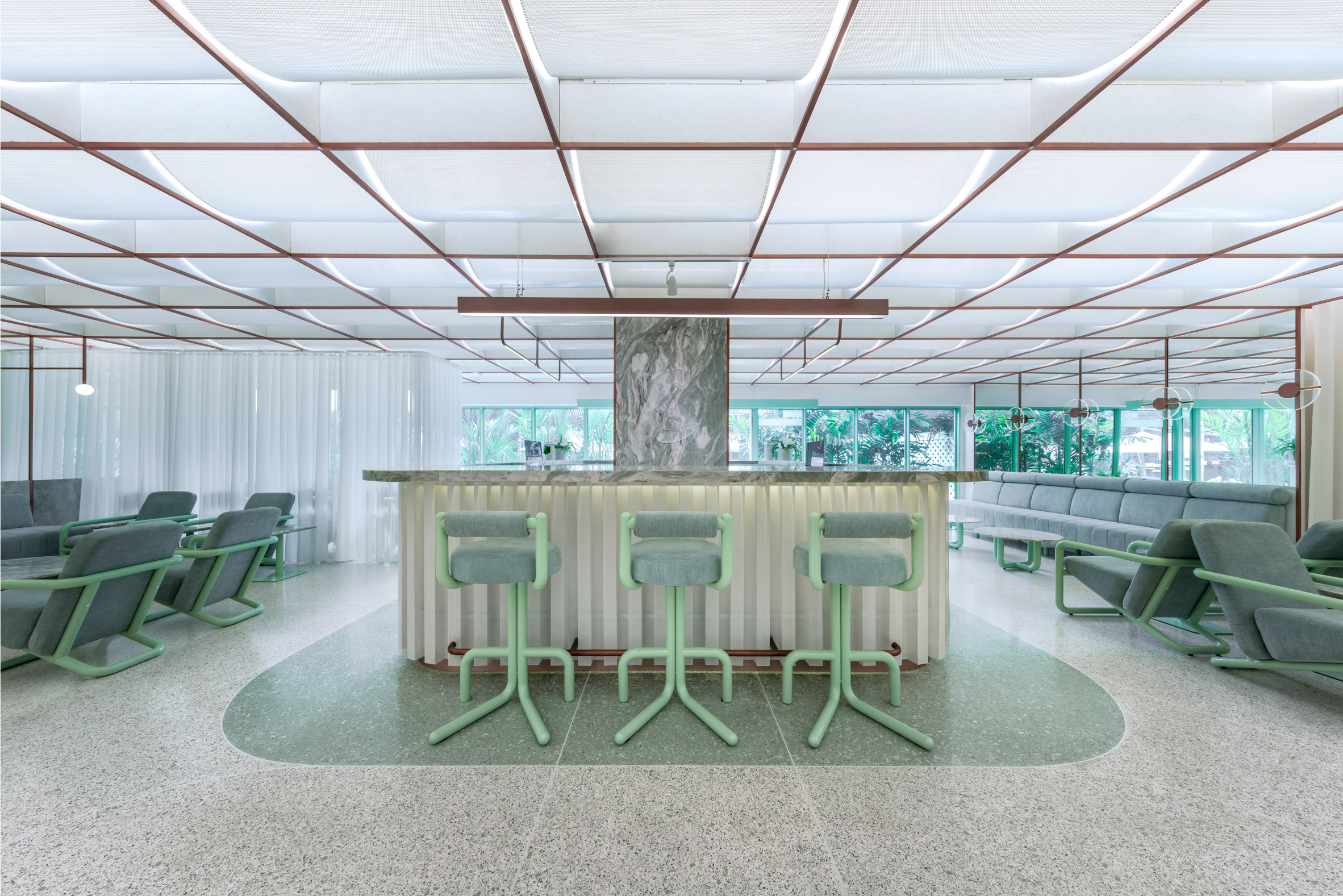 Infinity Wellbeing spa in Bangkok has calming white and green interiors