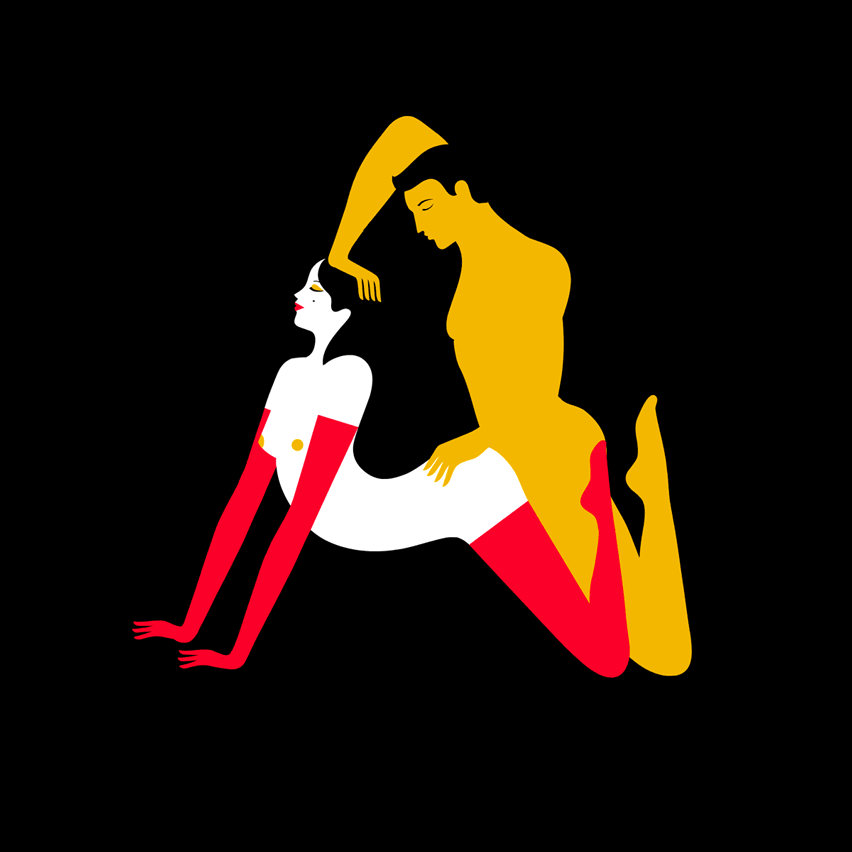 Ecstatically contorted couples form Malika Favre's Kama Sutra typeface