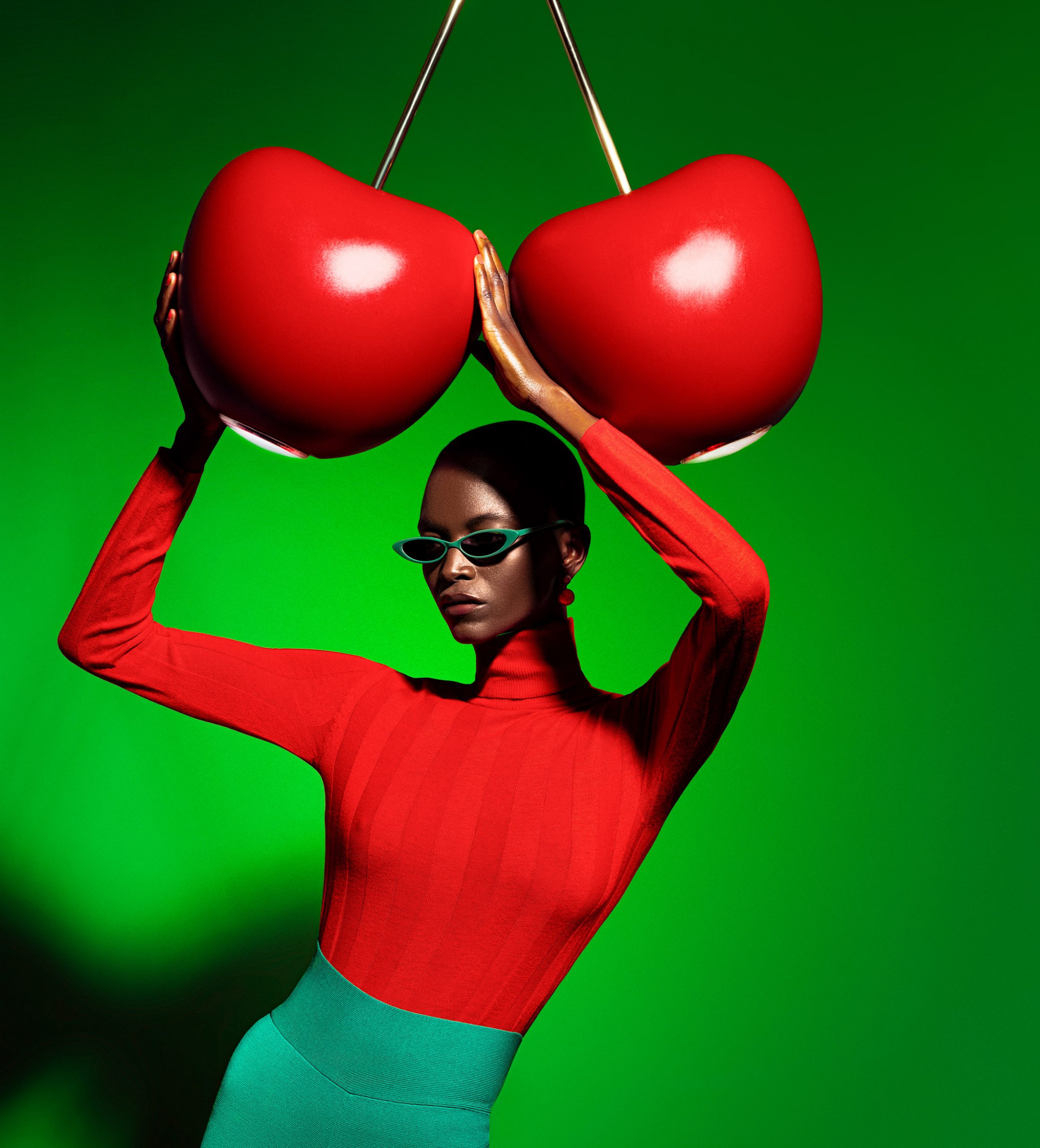 Model with cherry lamp by Nika Zupanc
