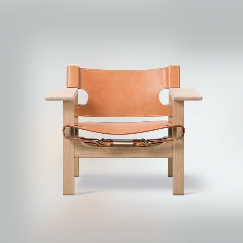 Front view of the Spanish Chair by Børge Mogensen for Danish brand Fredericia