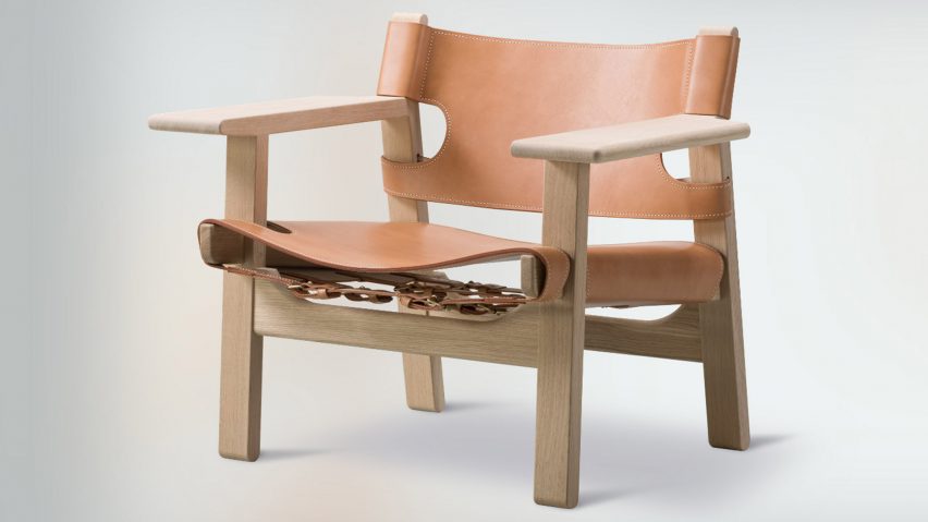 Side view of the Spanish Chair by BÃ¸rge Mogensen for Danish brand Fredericia