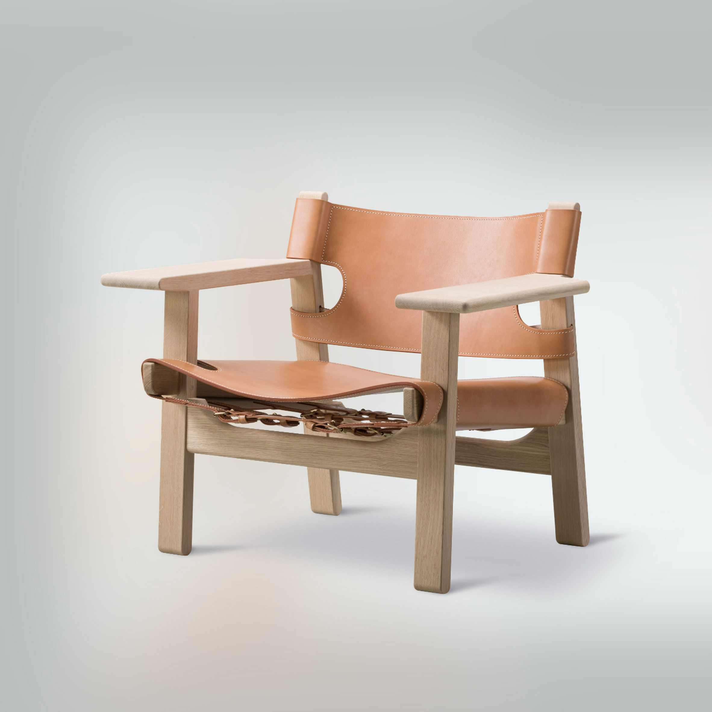 Side view of the Spanish Chair by Børge Mogensen for Danish brand Fredericia