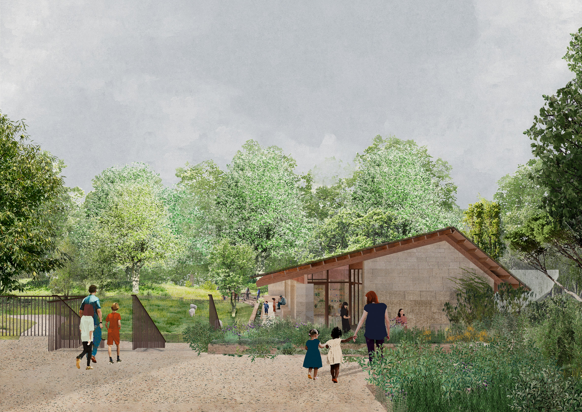 A visual of the Urban Nature Project's Learning Centre by Feilden Fowles