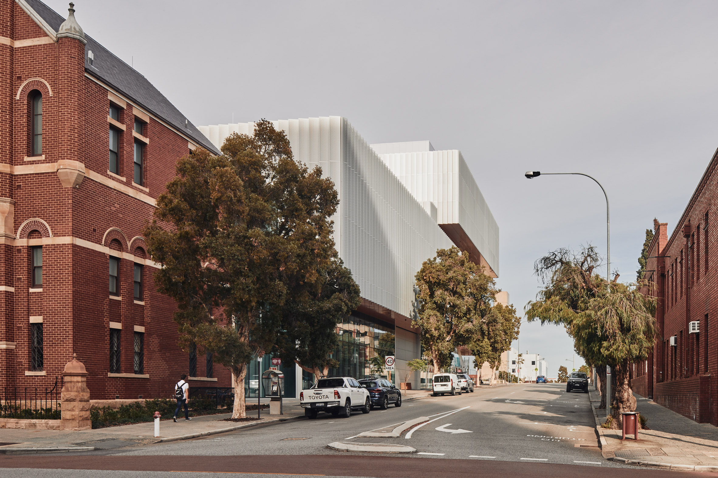 A street view of the WA Museum Boola Bardip by OMA and Hassell 