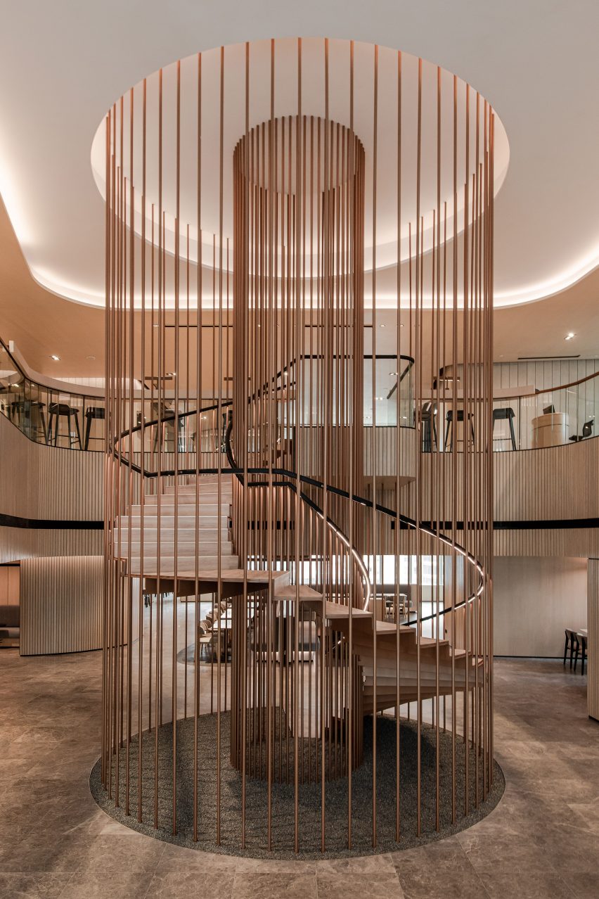 The staircase by Ministry of Design inside YTL Headquarters in Kuala Lumpur