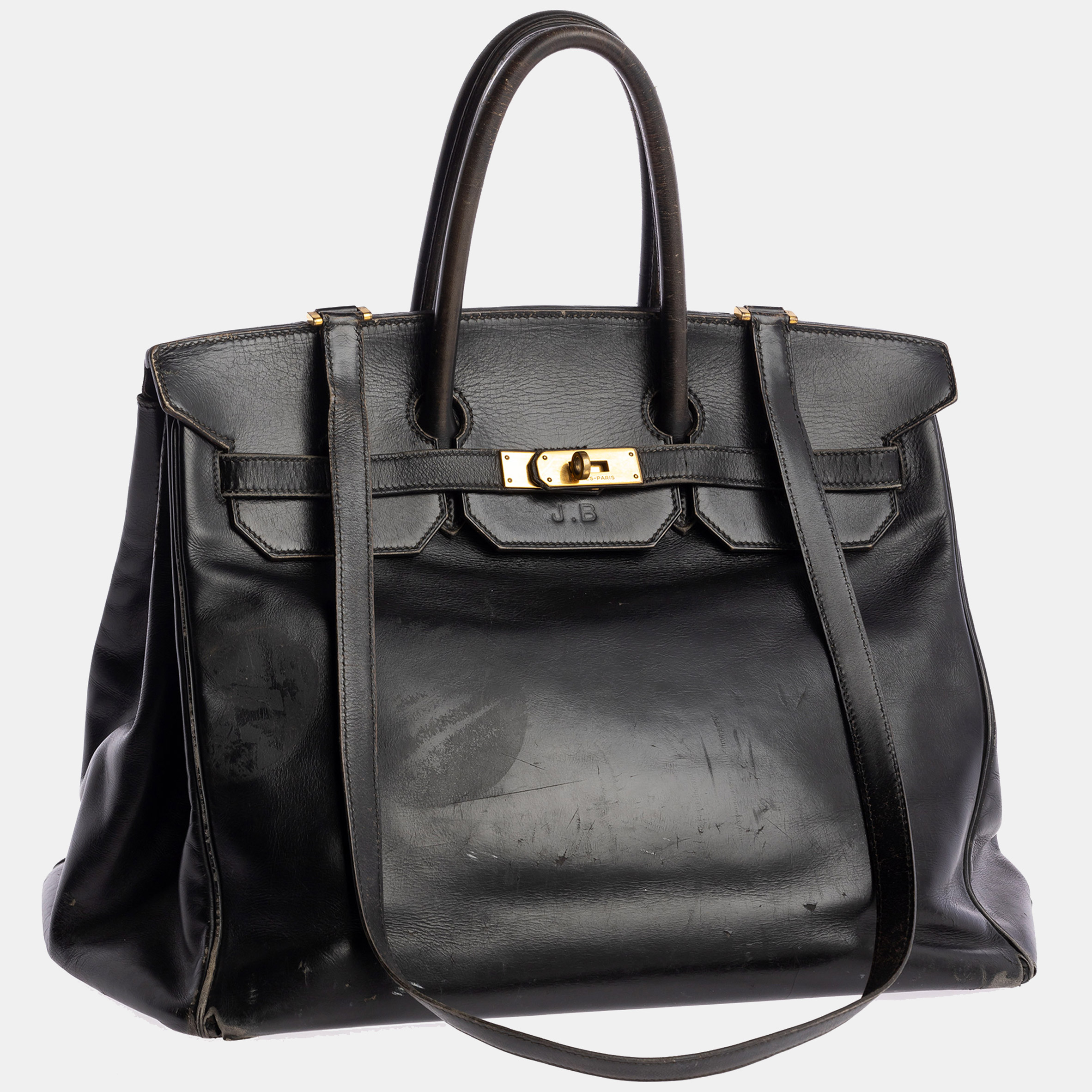 Jane Birkin's Birkin bag by Hermes from the Bags: Inside Out exhibition at the V&A