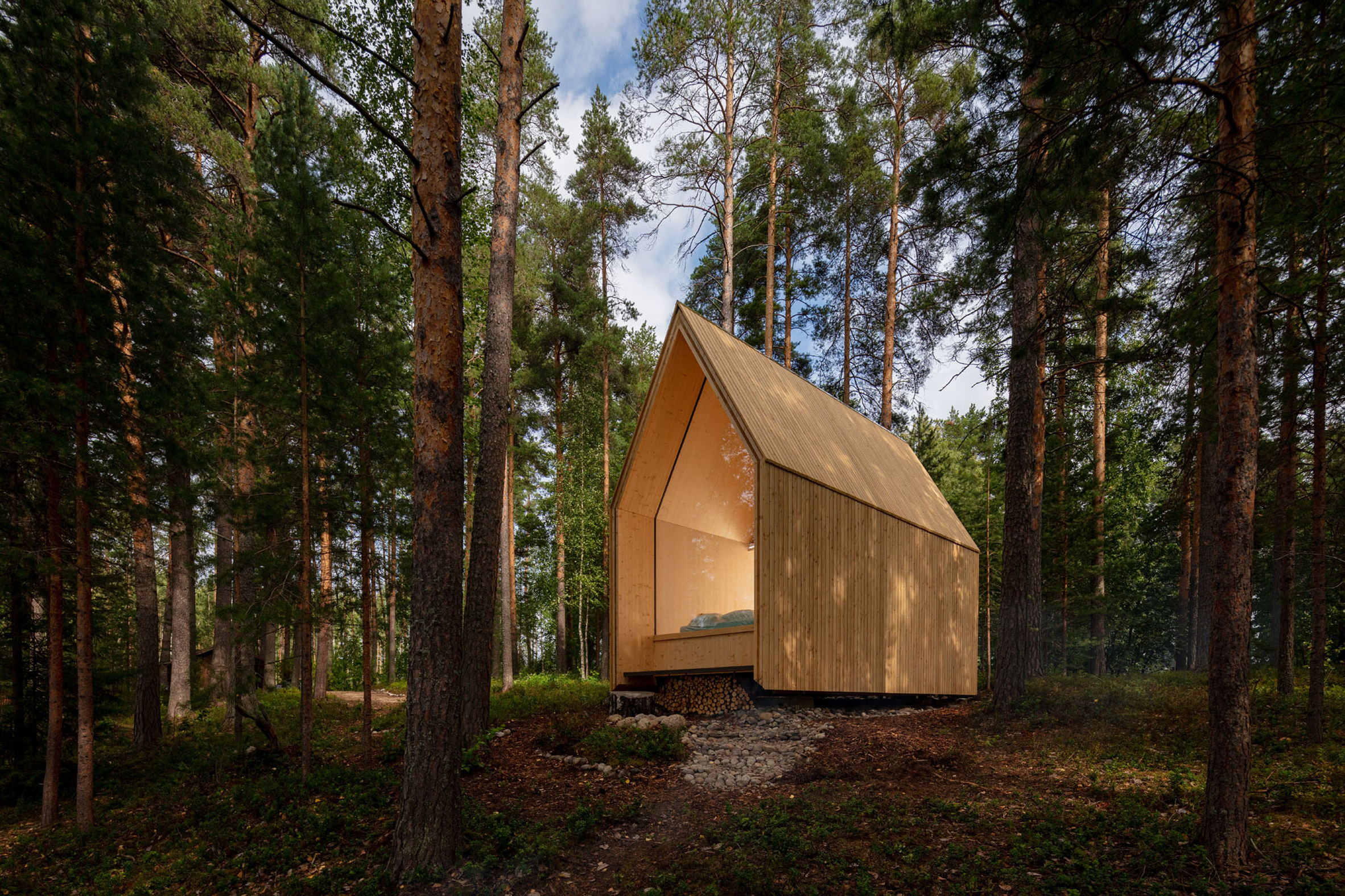 Cross-laminated timber cabin