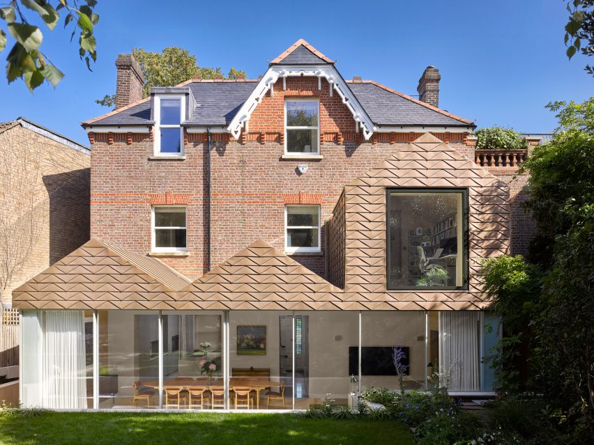 Bronze-clad extension at Hampstead House by Dominic McKenzie Architects