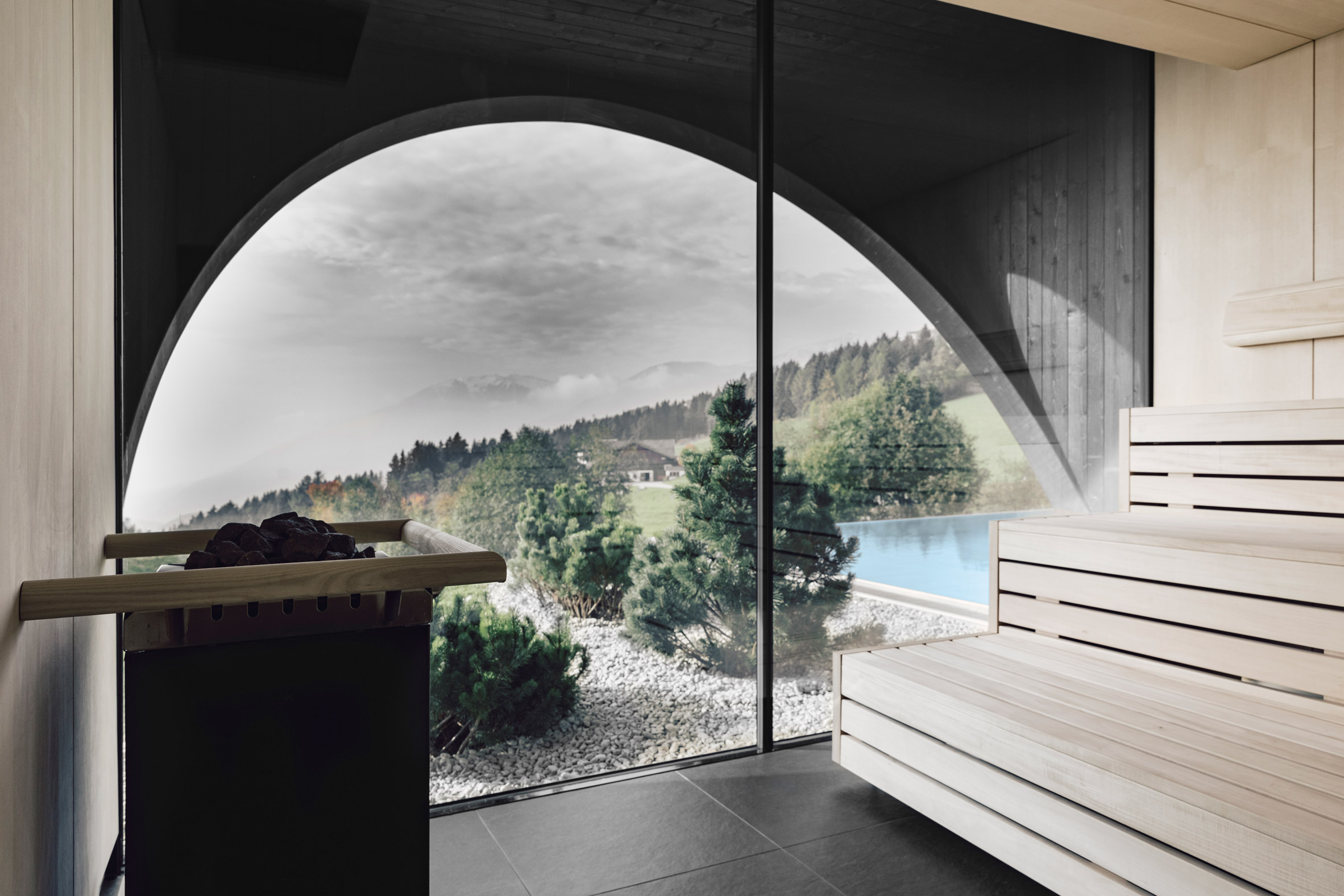 A spa inside Hotel Milla Montis by Peter Pichler Architecture