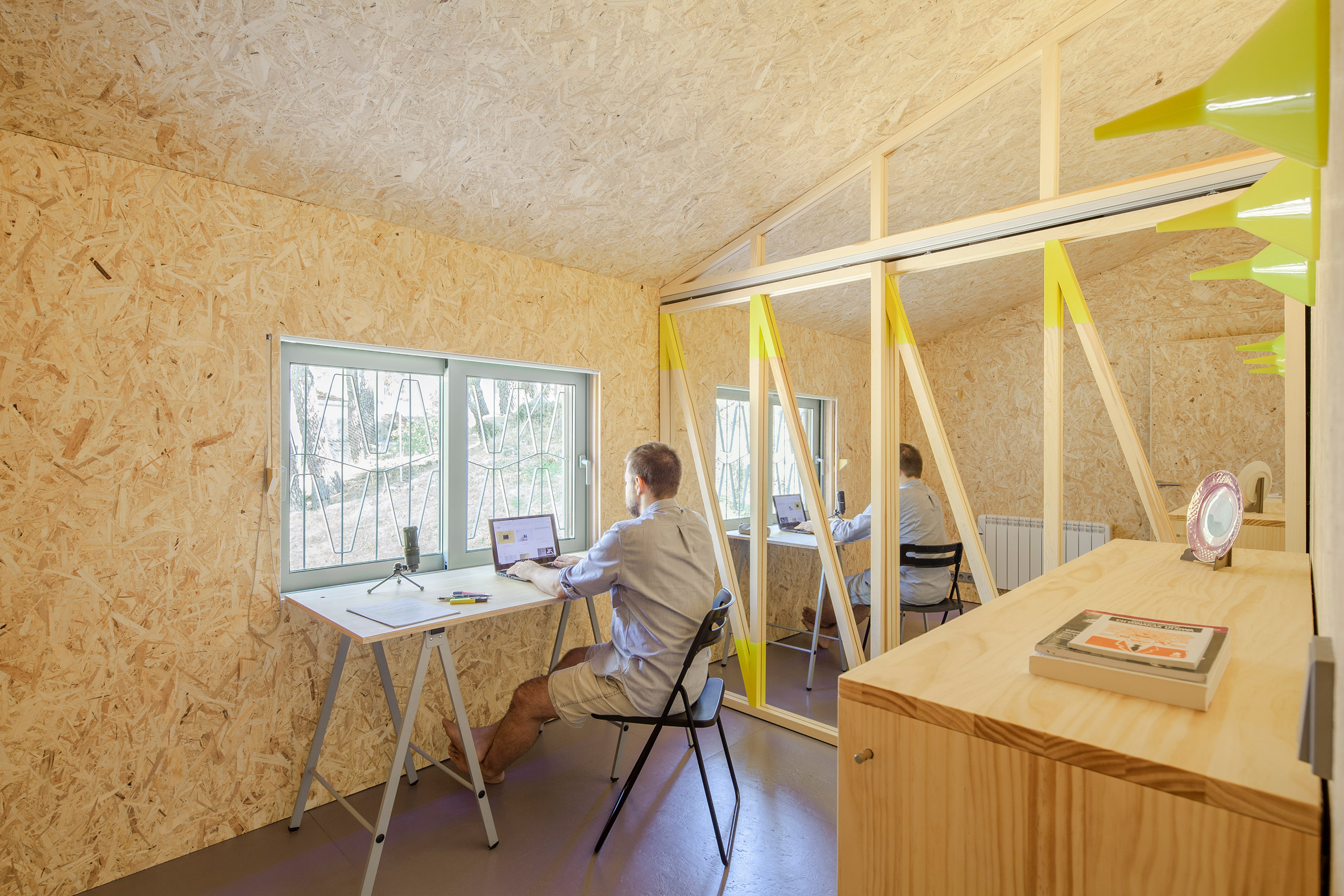 Timber-lined home office 