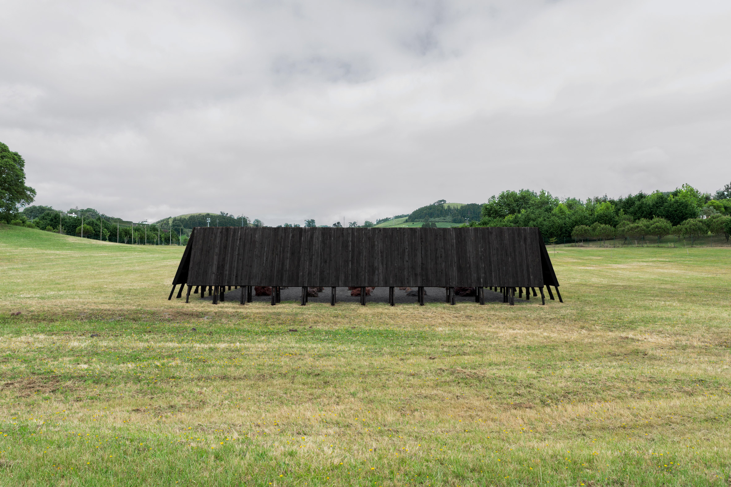 The charred exterior of the Inbetween Pavilion by Pontoatelier