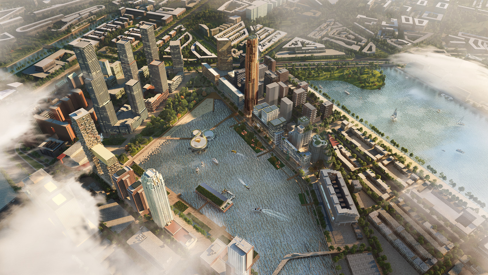 An aerial view of the Maritime Center Rotterdam by Mecanoo