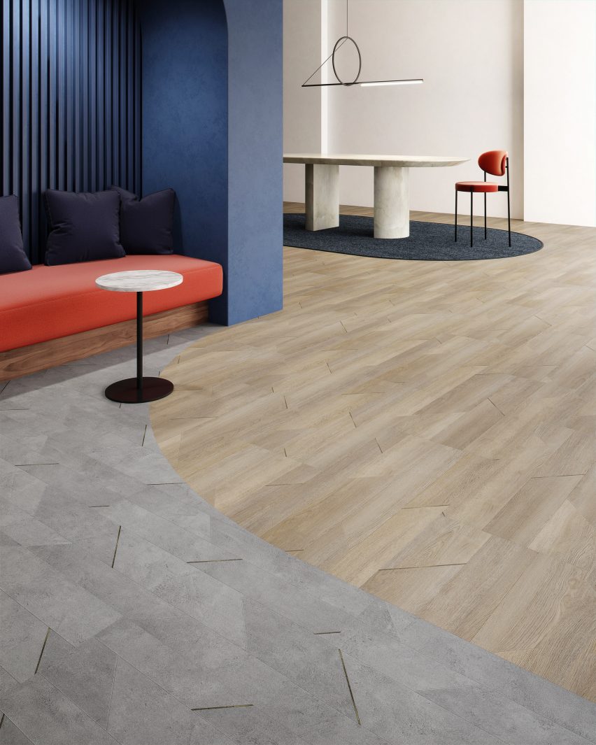 Inset collection of wood-and concrete-effect flooring by Patcraft