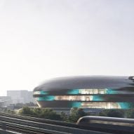 An exterior view of the proposed Shenzhen Science and Technology Museum by Zaha Hadid Architects in China