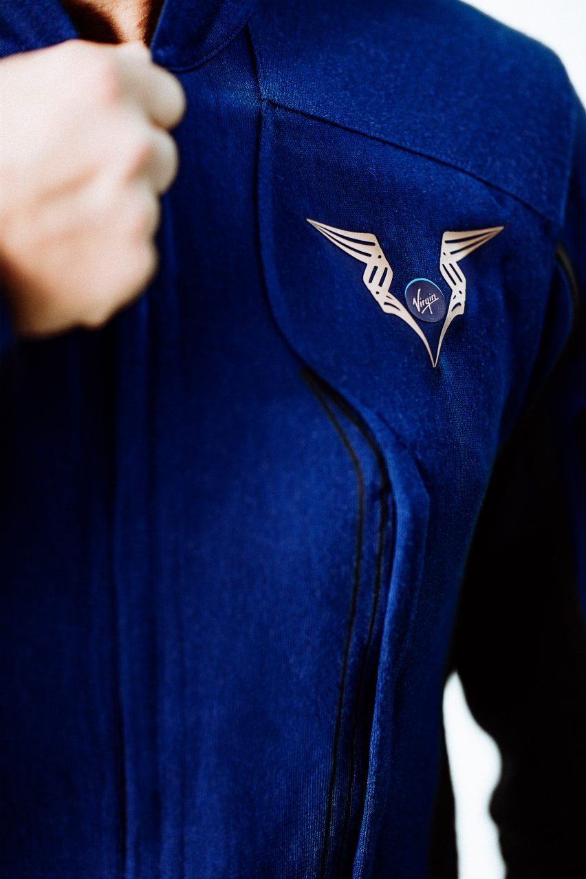 Detail of Virgin Galactic pilots' spacesuits by Under Armour