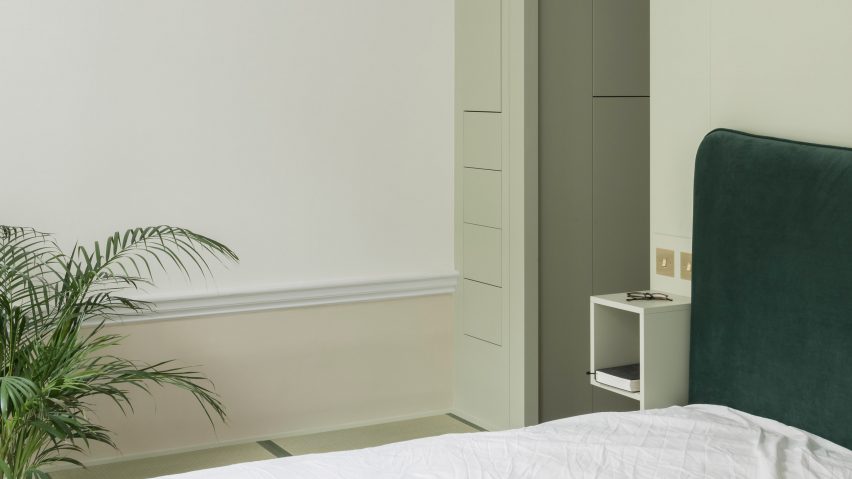 Green bedroom interiors