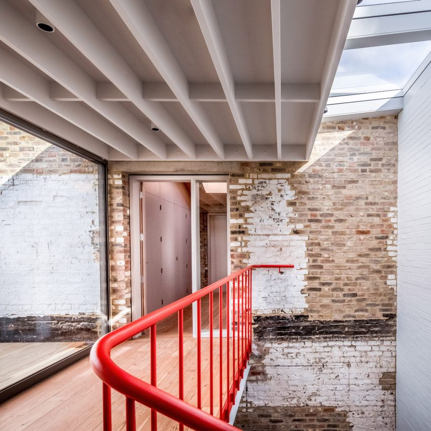 Detail of staircase at Yorkton Workshops by Pearson Lloyd and Cassion Castle Architects