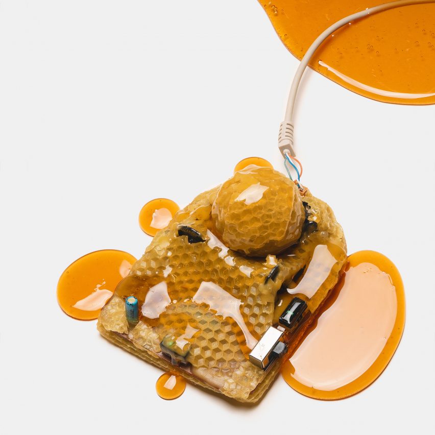 Designers make desktop computers and mice out of honey and ice