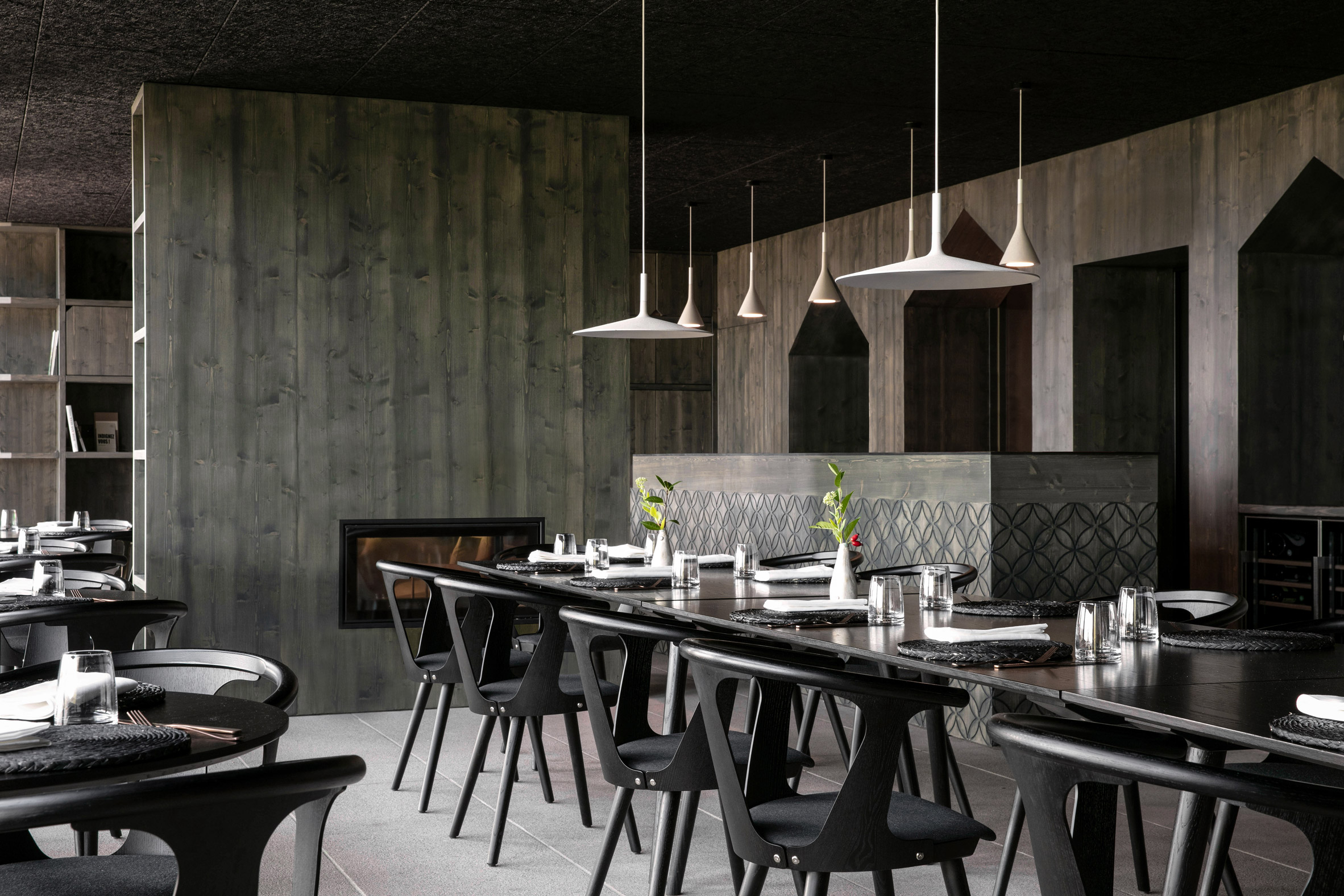 Restaurant at 48°Nord hotel in Breitenbach by Reiulf Ramstad Arkitekter