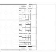 First floor plan for Camp del Ferro sports centre in Barcelona