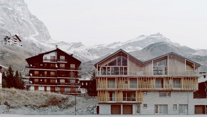 A pair of chalets in the Italian village of Valtournenche