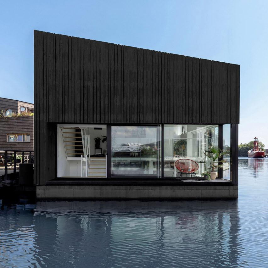 i29 completes angular floating house as part of sustainable Amsterdam community