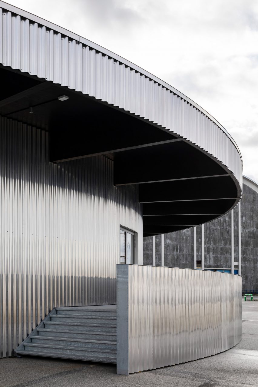Corrugated aluminium-clad pavilion