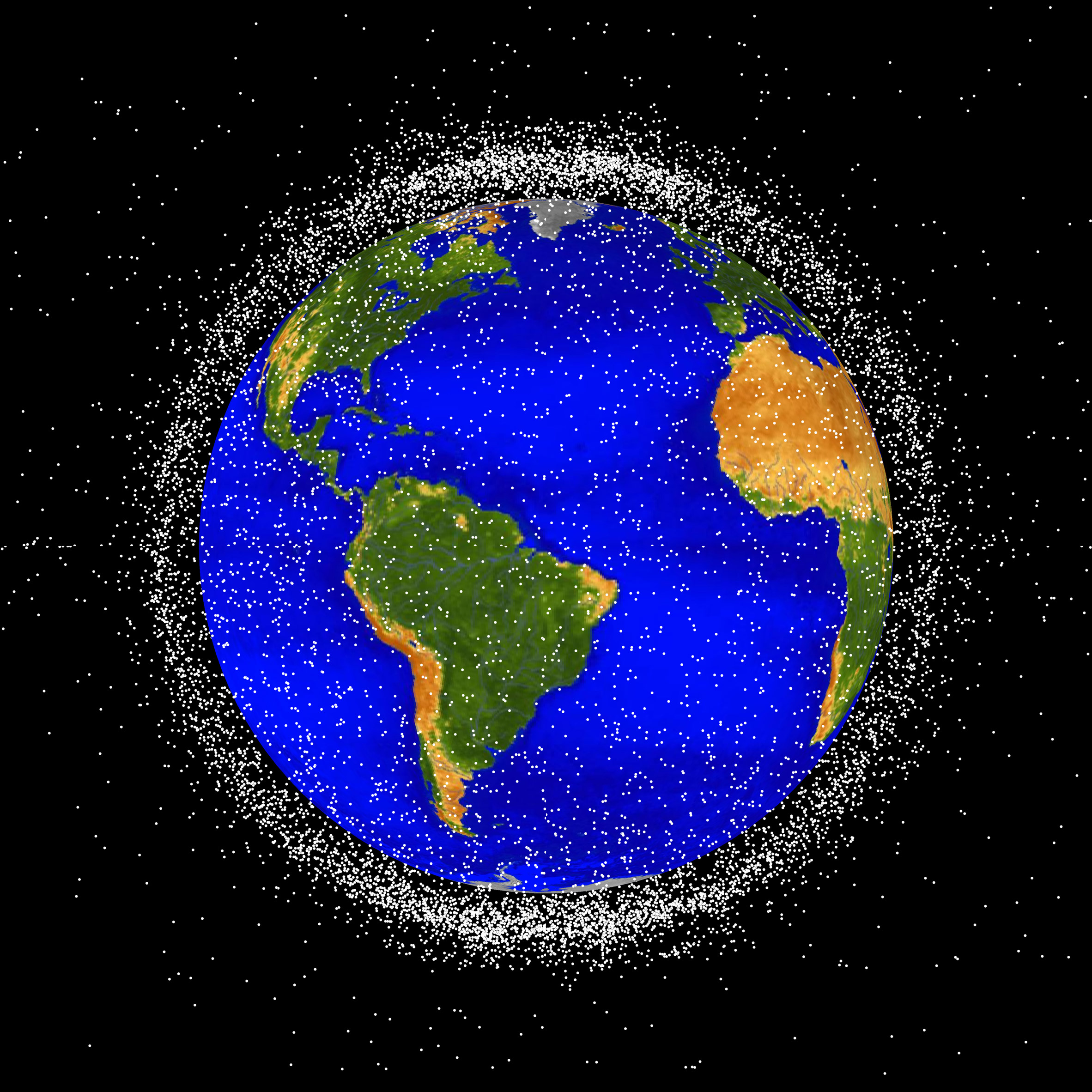 NASA rendering of space debris in low Earth orbit