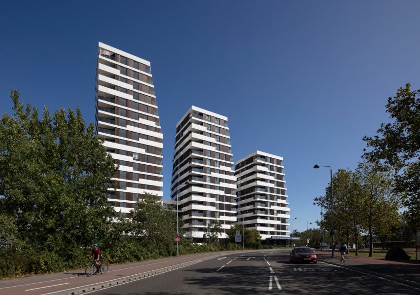 The three Motion towers in London by Pollard Thomas Edwards