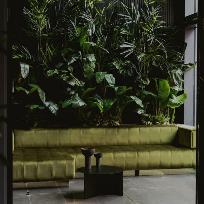 Kingston Lafferty Design设计的城市总部办公室的绿色墙壁和沙发