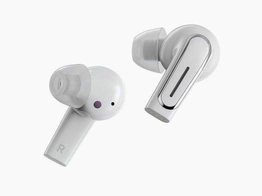 The front and back of Olive Pro earbuds by Olive Union