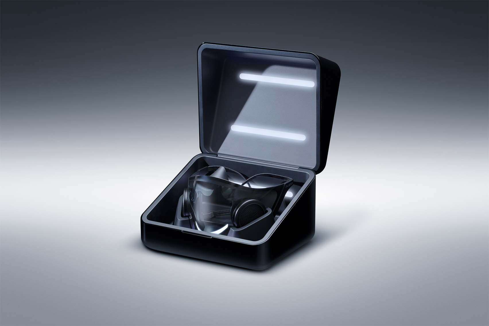 Razer's Project Hazel mask charging in its box
