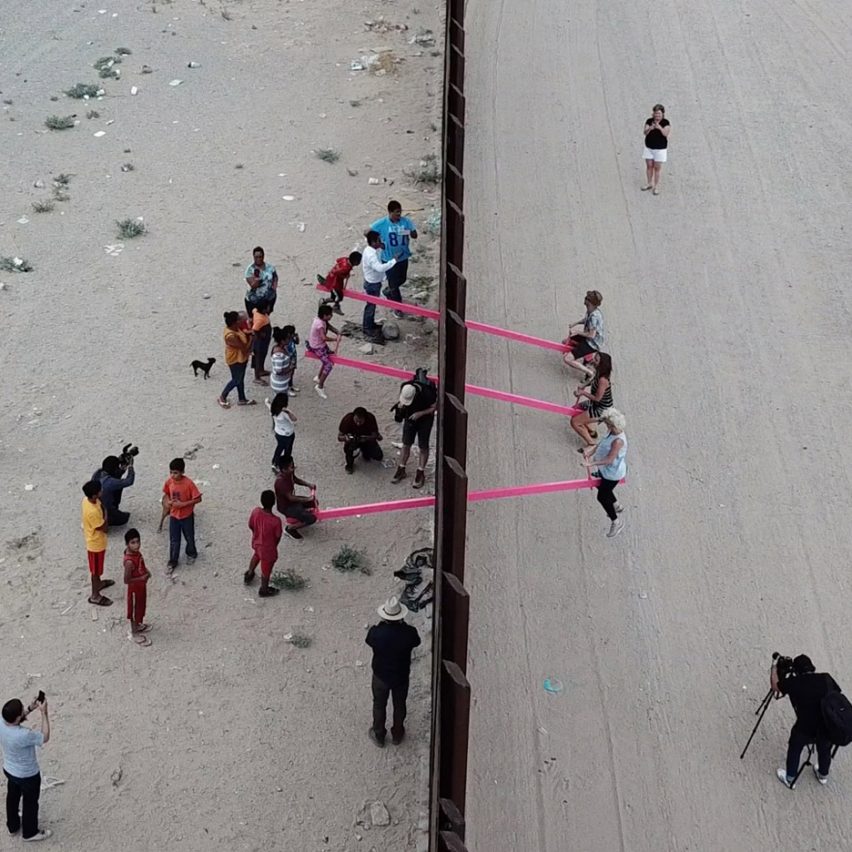 Pink seesaws that straddled US-Mexico border named Design of the Year 2020