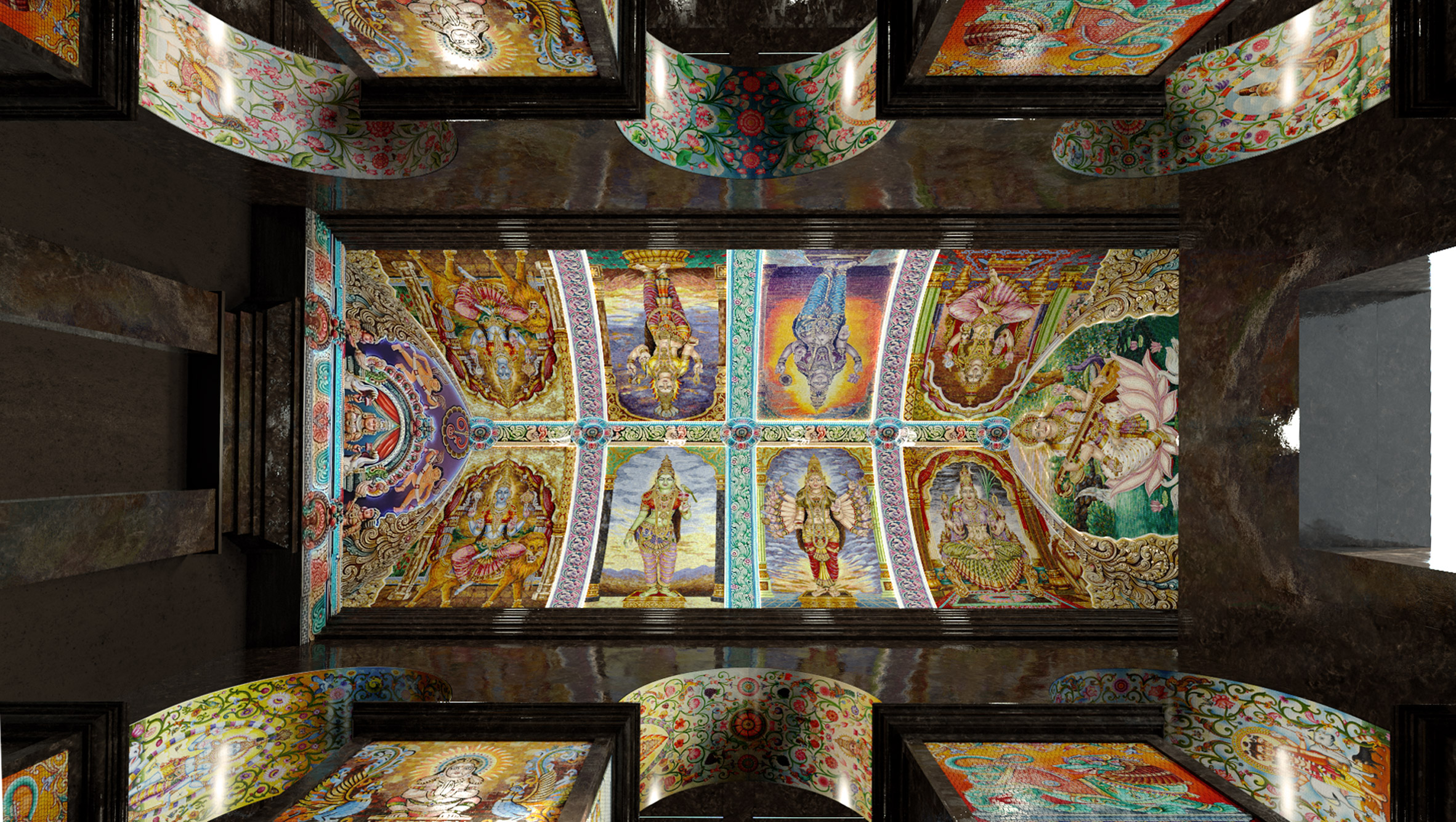 Ceiling in Sri Mariamman Temple