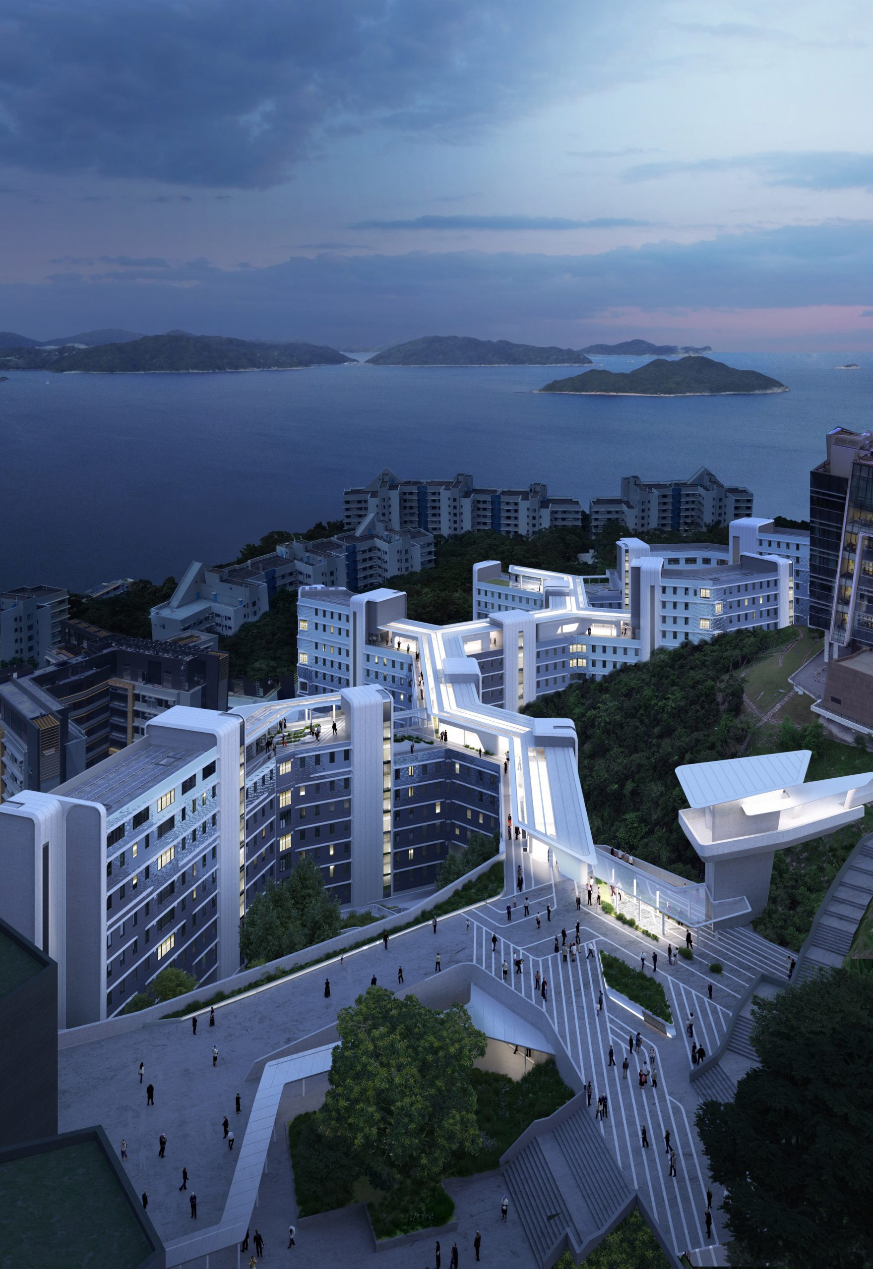 The rooftop walkway of the Student Residence Development at HKUST by Zaha Hadid Architects