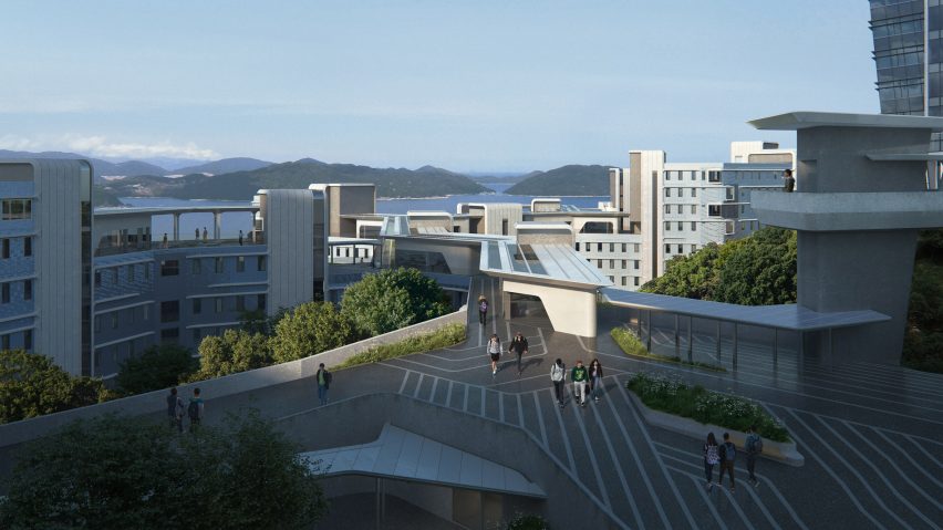 The rooftop walkway of the Student Residence Development at HKUST by Zaha Hadid Architects