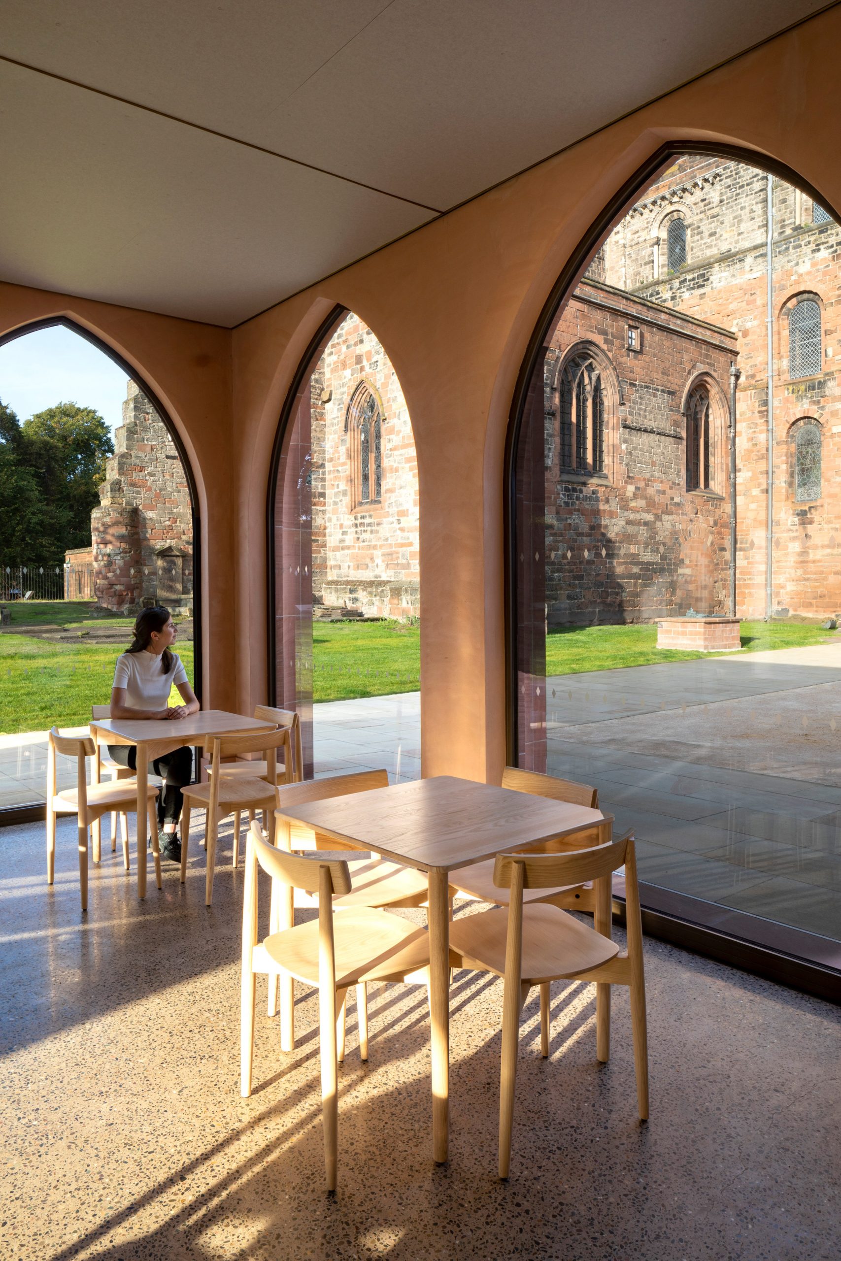 Inside the cafe of The Fratry at Carlisle Cathedral by Feilden Fowles