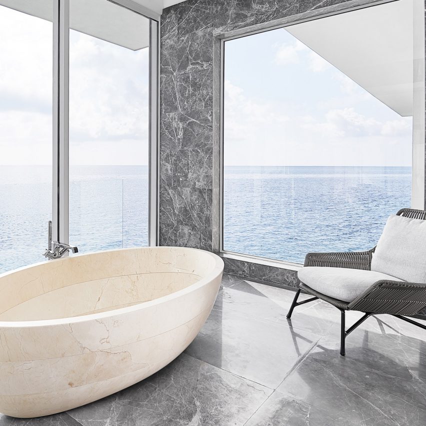 Bathroom design with sea views