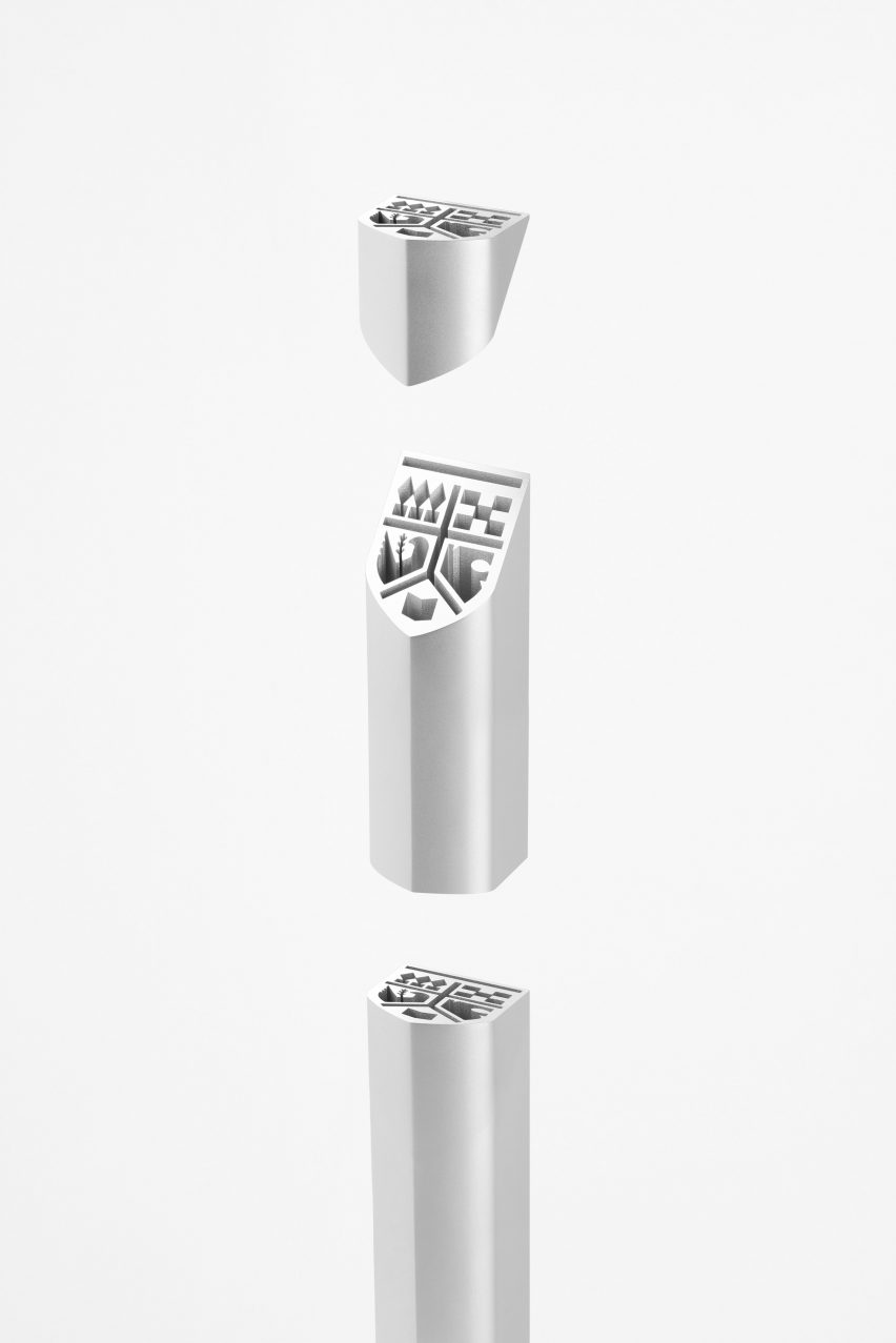 Silver awards trophy by Nendo for UNIVAS