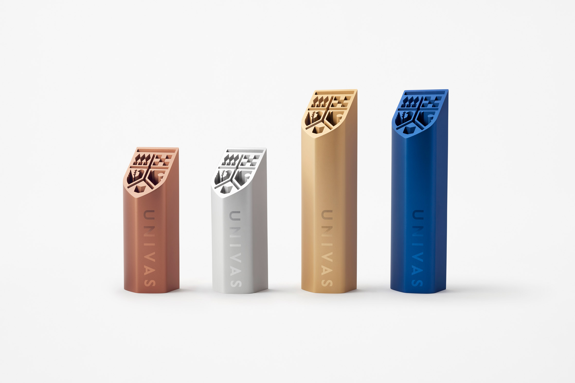 Awards trophies by Nendo for UNIVAS