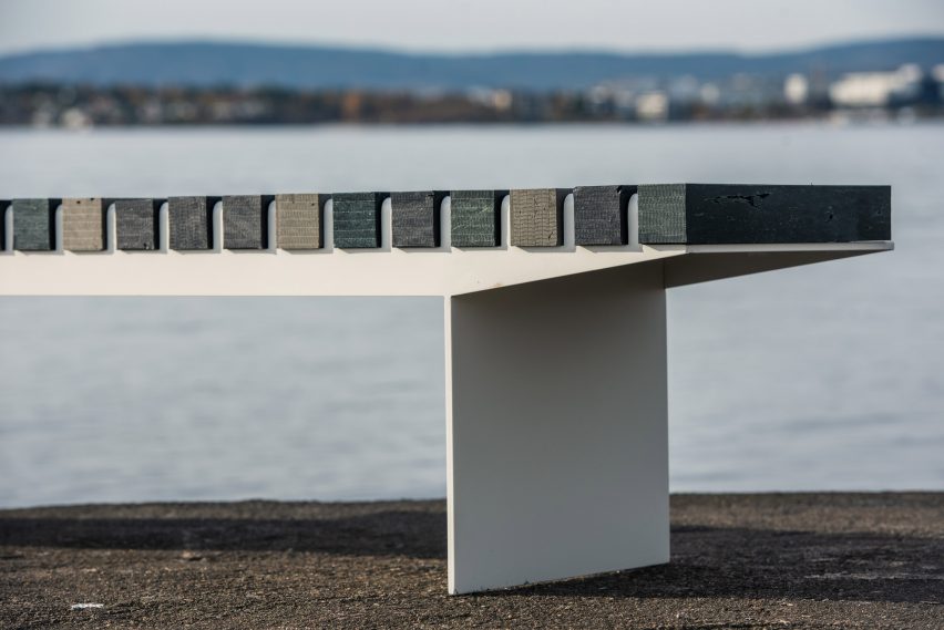 Side view of Coast bench by Vestre