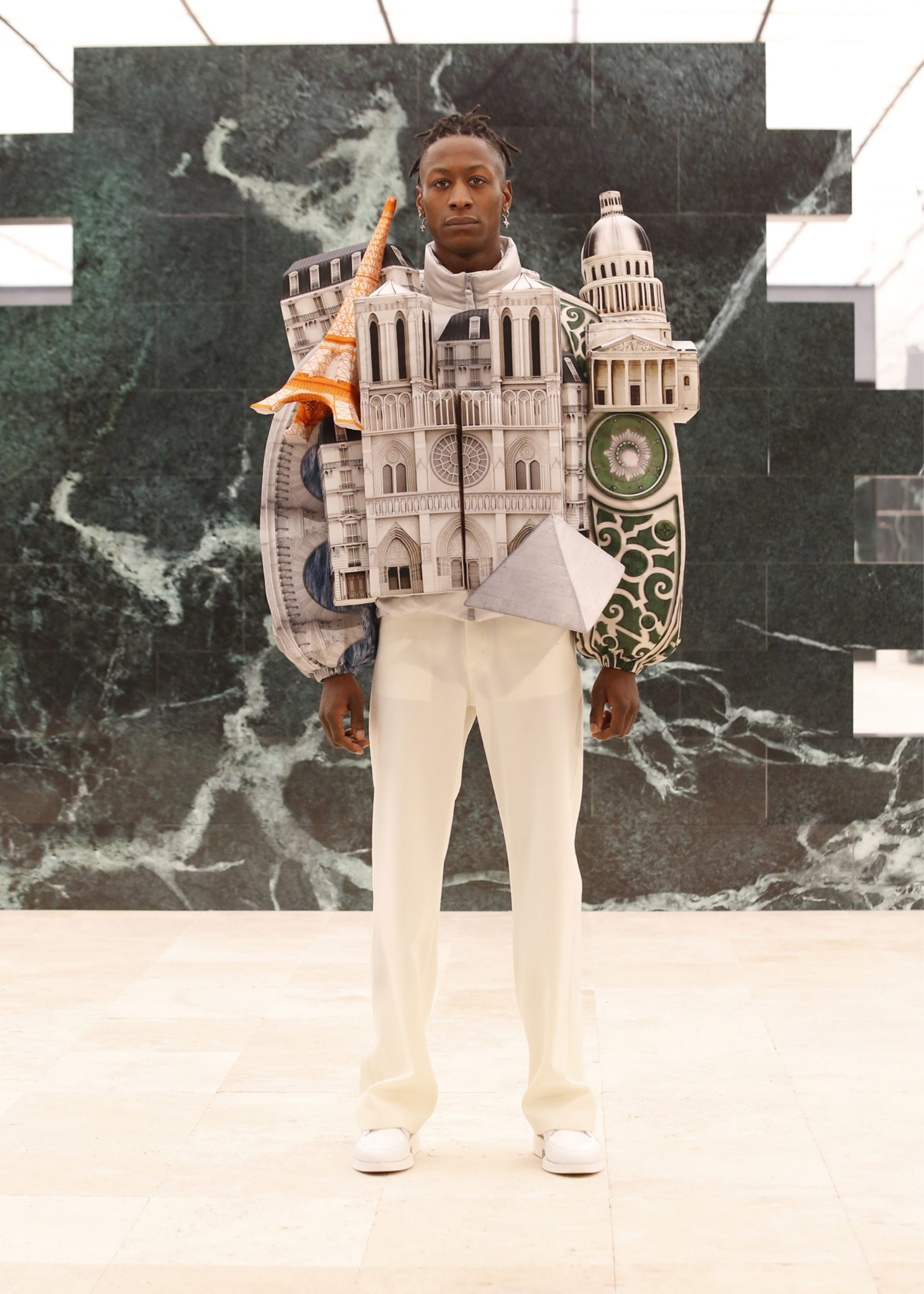 Virgil Abloh creates Paris landmark and skyscraper jackets for Louis Vuitton