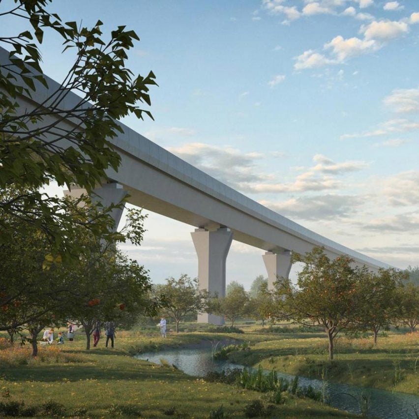 Weston Williamson + Partners designs HS2 viaducts above "community-led orchard"