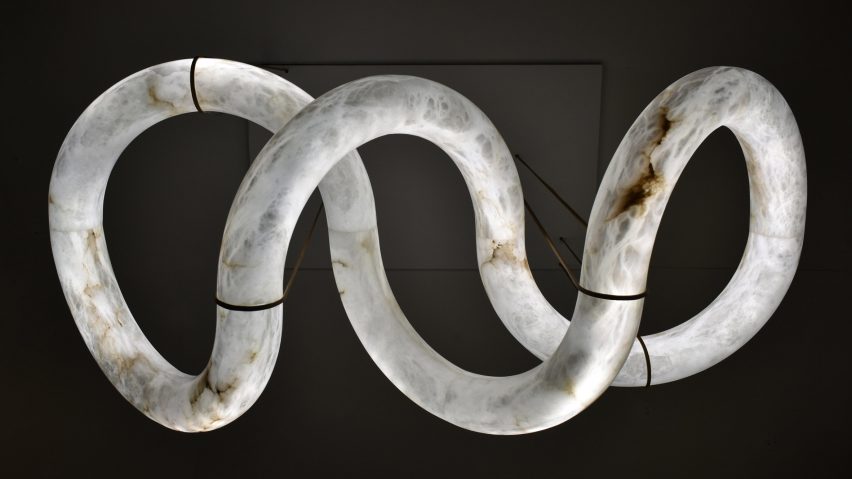 Infinity 12, an alabaster chandelier by Alain Ellouz