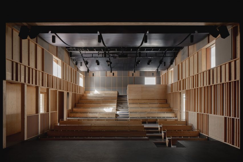 Main theatre space with undulating ceiling