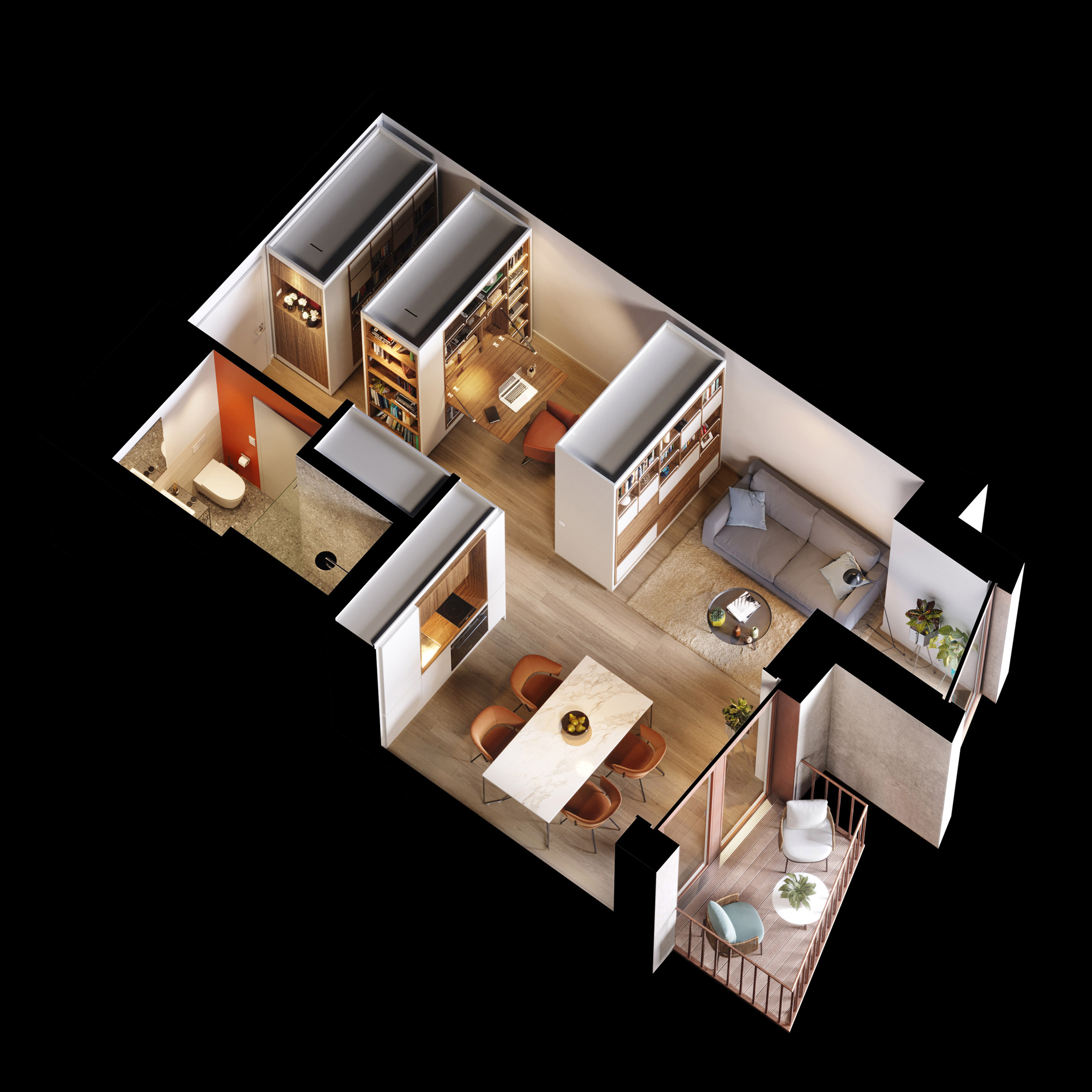Axonometric drawing of an apartment by UNStudio