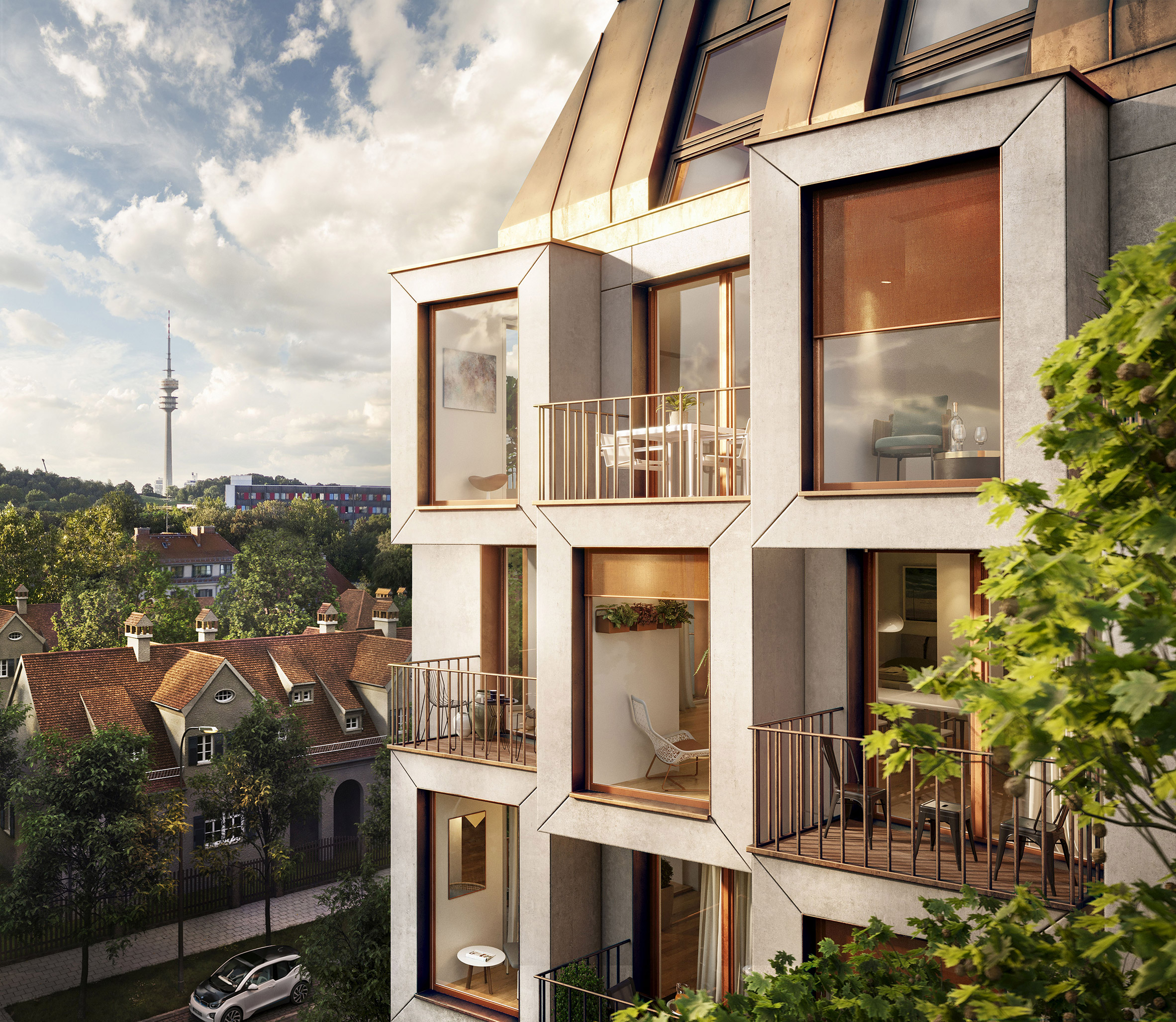 Apartments have views out to surrounding urban context