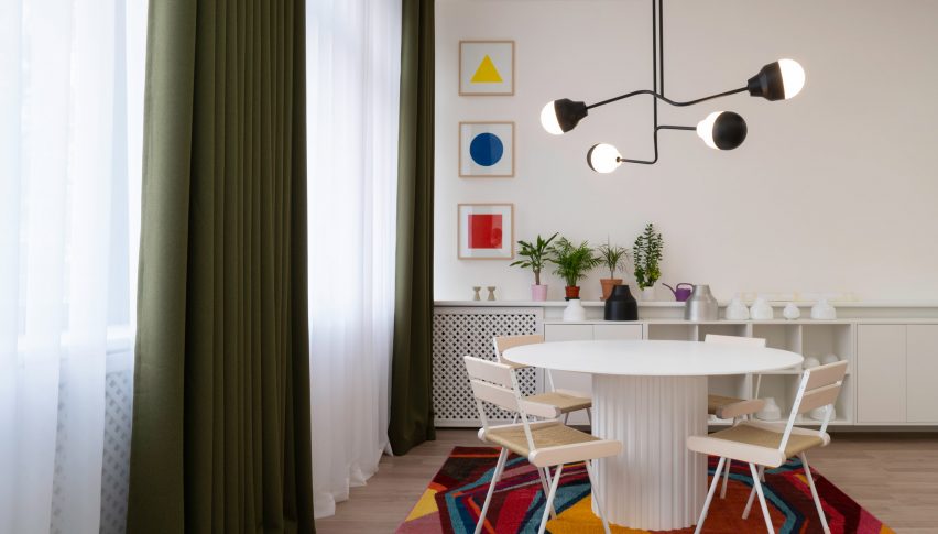 A room with a chandelier by Estonian studio Saarepera & Mae