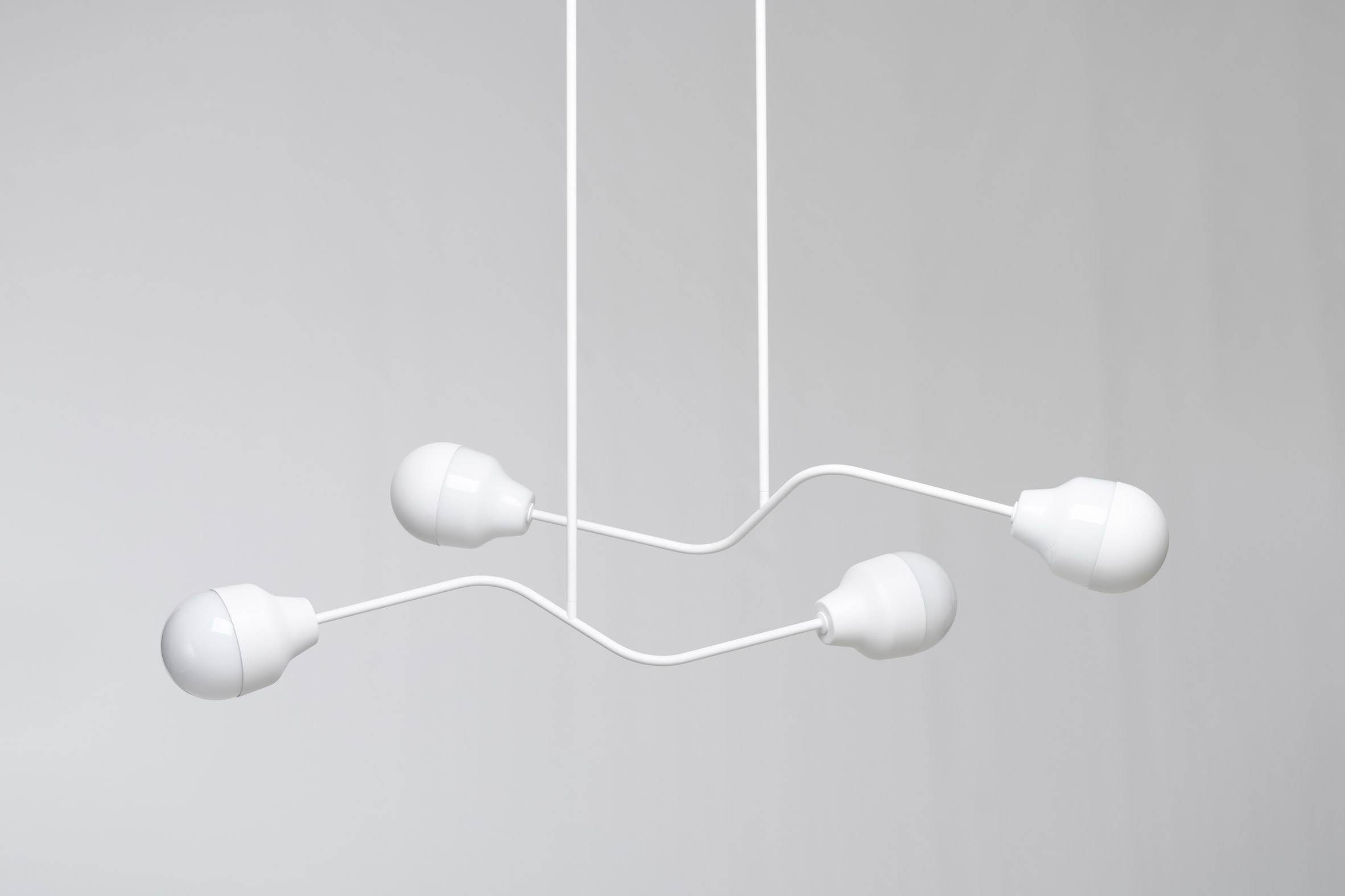 A white-steel ​Ambiguo type-05 chandelier by Saarepera & Mae
